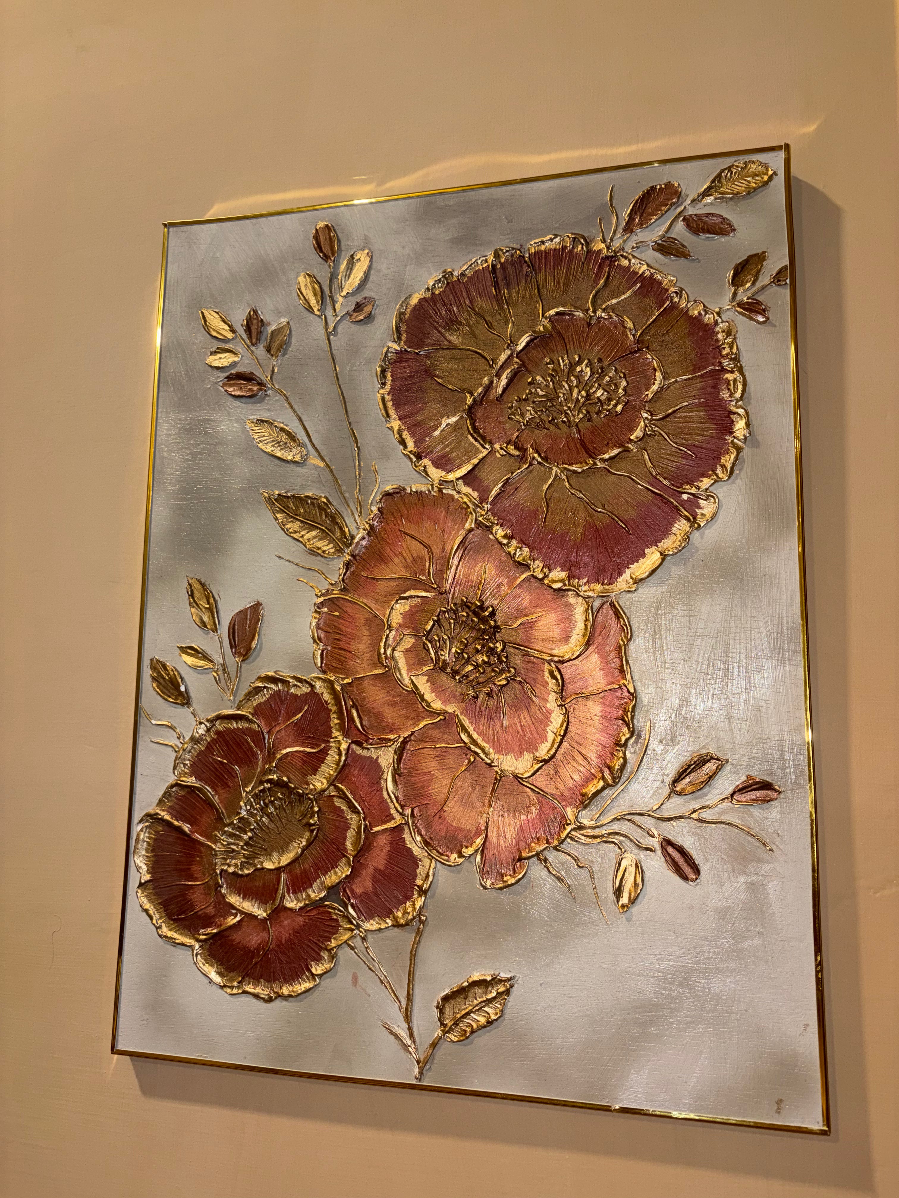 Rose Gold Botanical: 3D Textured Floral Art