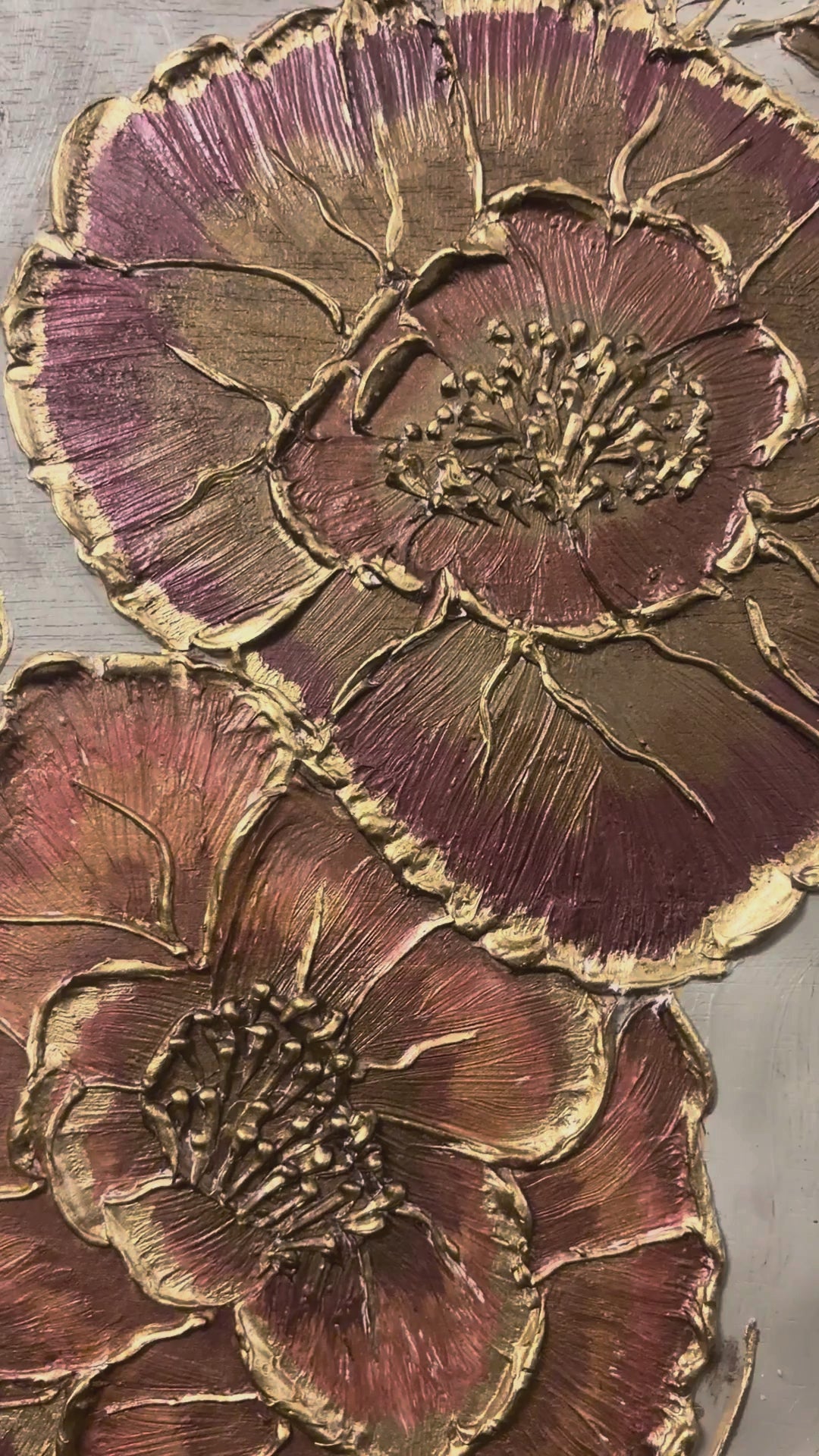 Rose Gold Botanical: 3D Textured Floral Art